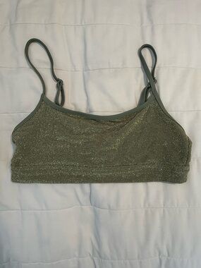 aerie NWOT Olive Green Glitter Bandeau bikini top